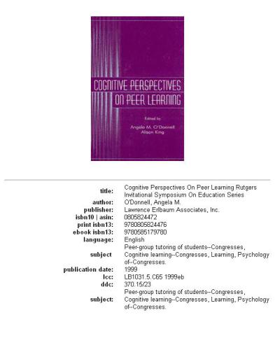 Cognitive perspectives on peer learning