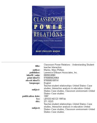 Classroom power relations: understanding student-teacher interaction