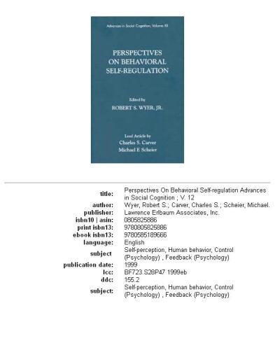 Perspectives on behavioral self-regulation