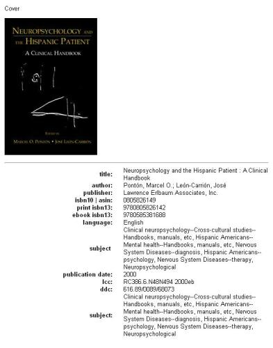 Neuropsychology and the Hispanic patient: a clinical handbook