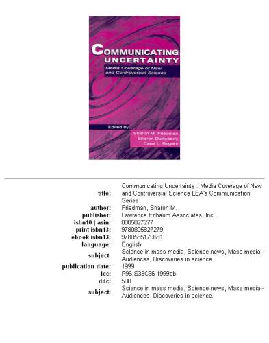 Communicating uncertainty: media coverage of new and controversial science