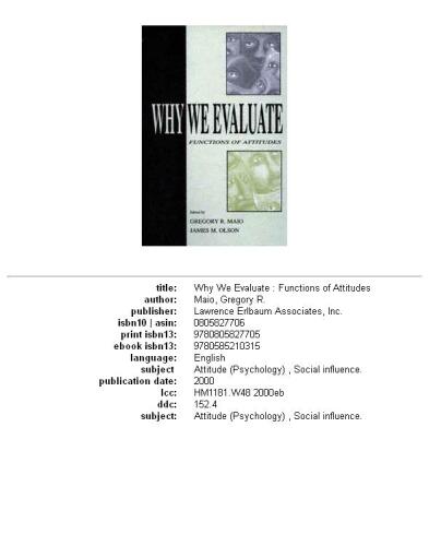 Why we evaluate: functions of attitudes