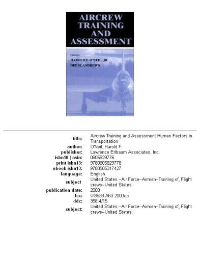 Aircrew training and assessment