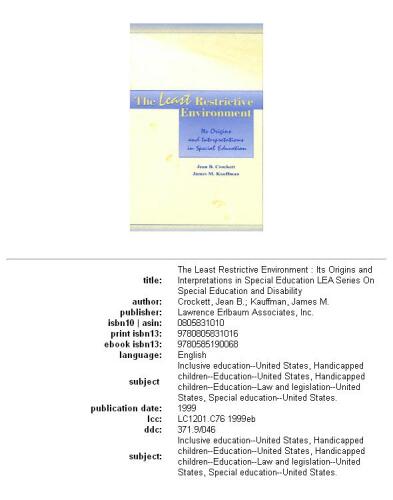 The least restrictive environment: its origins and interpretations in special education