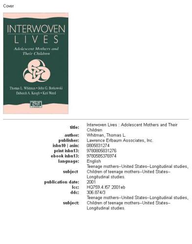 Interwoven lives: adolescent mothers and their children