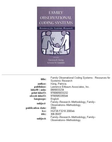 Family observational coding systems: resources for systemic research