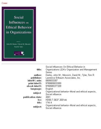 Social influences on ethical behavior in organizations