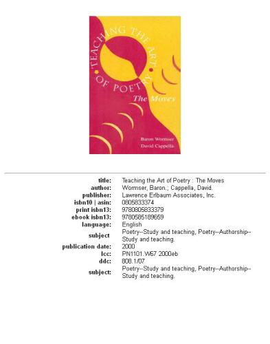 Teaching the art of poetry: the moves