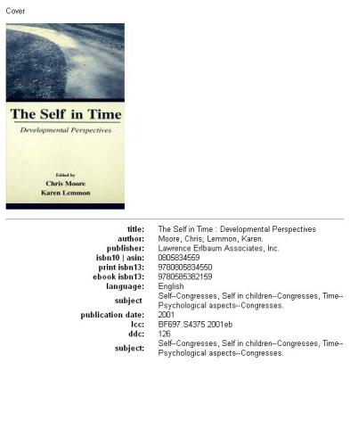 The self in time: developmental perspectives