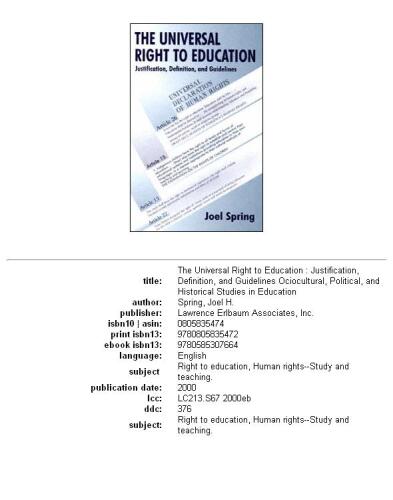 The universal right to education: justification, definition, and guidelines