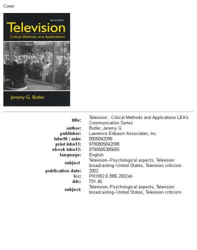 Television: critical methods and applications