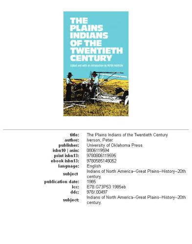 The Plains Indians of the twentieth century