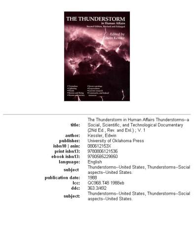 The Thunderstorm in Human Affairs