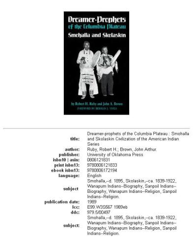 Dreamer-prophets of the Columbia Plateau: Smohalla and Skolaskin