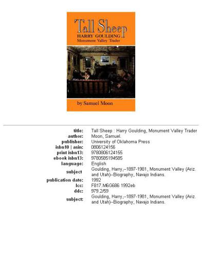 Tall sheep: Harry Goulding, Monument Valley trader