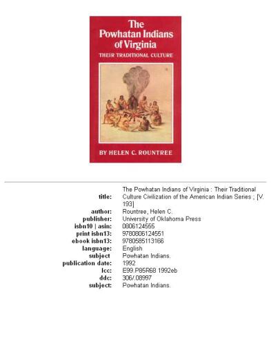 The Powhatan Indians of Virginia: Their Traditional Culture
