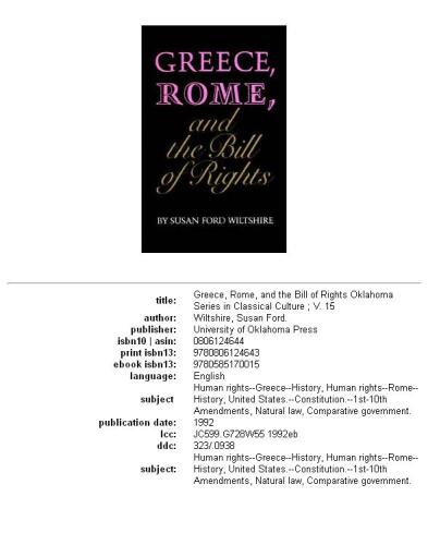 Greece, Rome, and the Bill of Rights