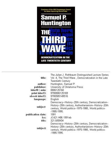 The third wave: democratization in the late twentieth century