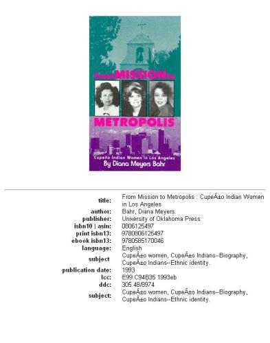 From mission to metropolis: Cupeño Indian women in Los Angeles