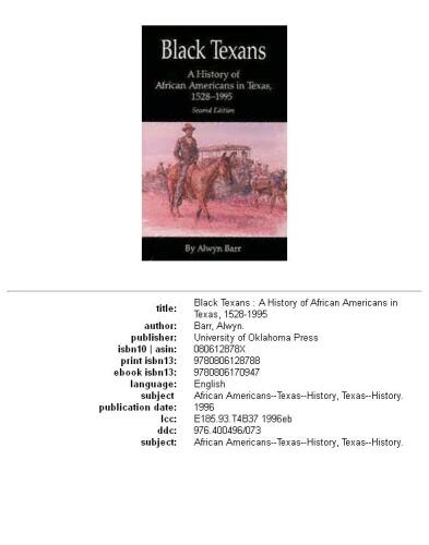 Black Texans: a history of African Americans in Texas, 1528-1995