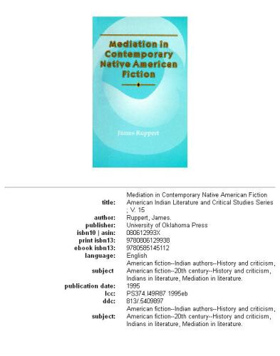 Mediation In Contemporary Native American Fiction