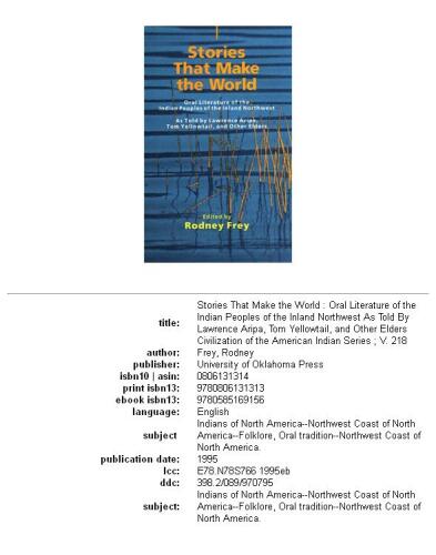 Stories That Make the World: Oral Literature of the Indian Peoples of the Inland Northwest