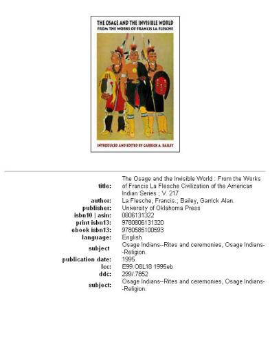 The Osage and the Invisible World: From the Works of Francis La Flesche