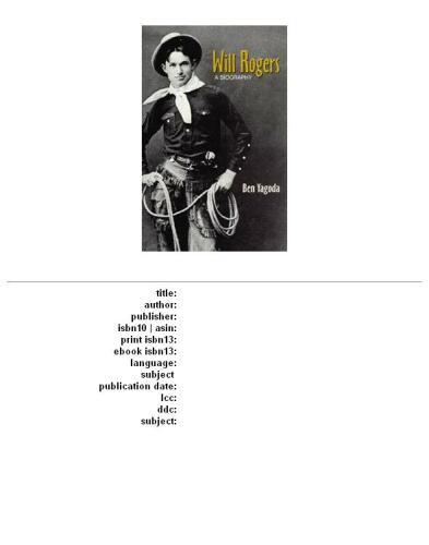 Will Rogers: A Biography