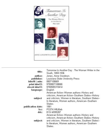 Tomorrow is another day: the woman writer in the South, 1859-1936