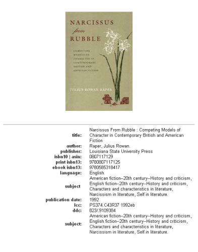 Narcissus from rubble: competing models of character in contemporary British and American fiction