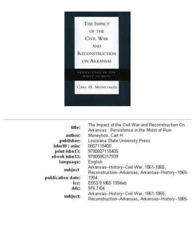 The impact of the Civil War and reconstruction on Arkansas: persistence in the midst of ruin