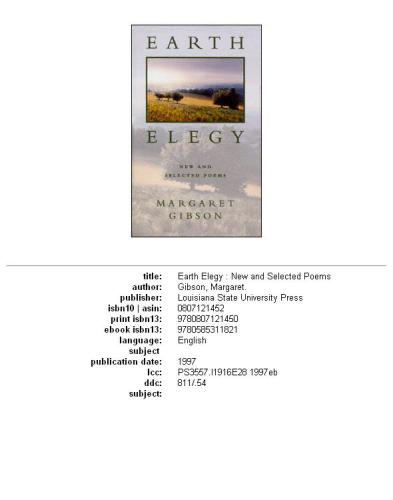 Earth elegy: new and selected poems