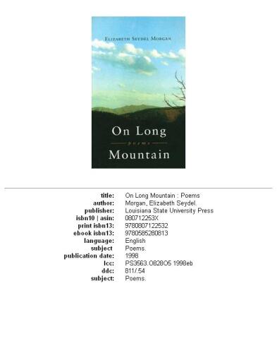 On Long Mountain: poems