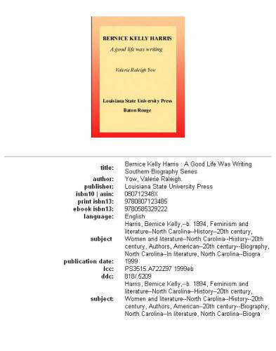 Bernice Kelly Harris: a good life was writing