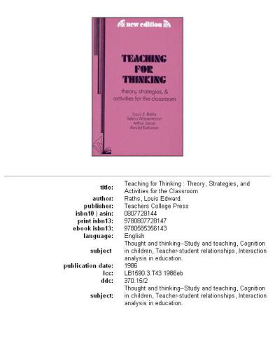 Teaching for thinking: theory, strategies, and activities for the classroom