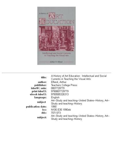 A history of art education: intellectual and social currents in teaching the visual arts