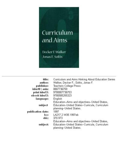Curriculum and aims