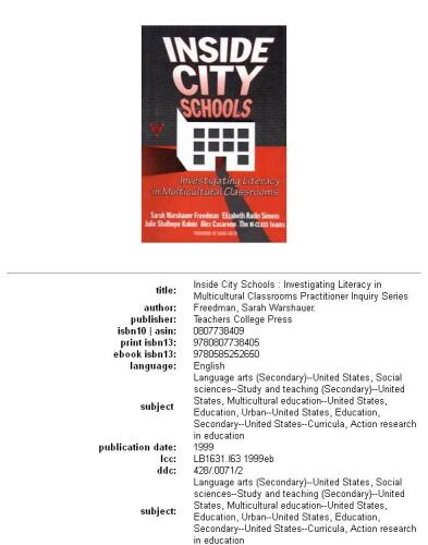 Inside city schools: investigating literacy in multicultural classrooms