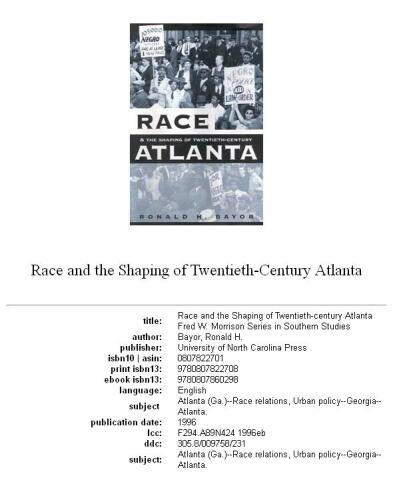Race and the shaping of twentieth-century Atlanta