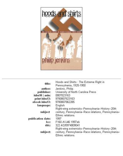 Hoods and shirts: the extreme right in Pennsylvania, 1925-1950