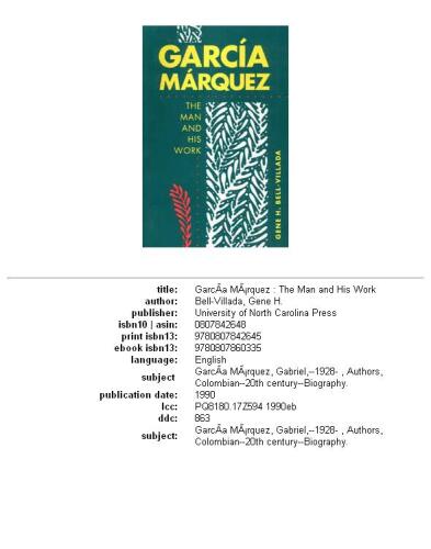 García Márquez: the man and his work