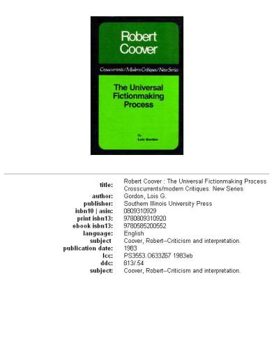 Robert Coover: the universal fictionmaking process