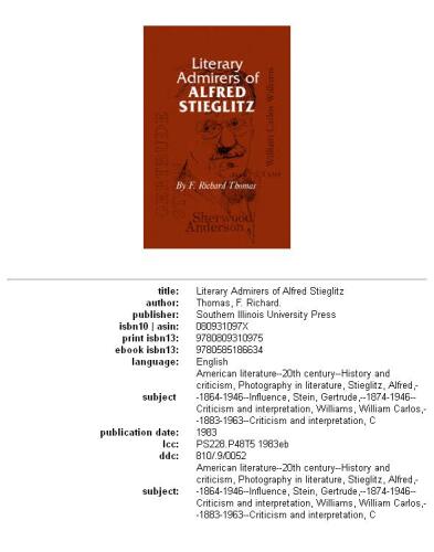 Literary admirers of Alfred Stieglitz