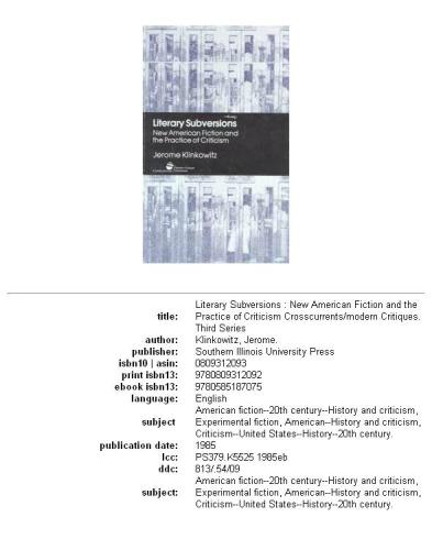 Literary subversions: new American fiction and the practice of criticism