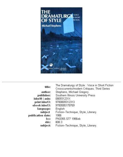 The dramaturgy of style: voice in short fiction