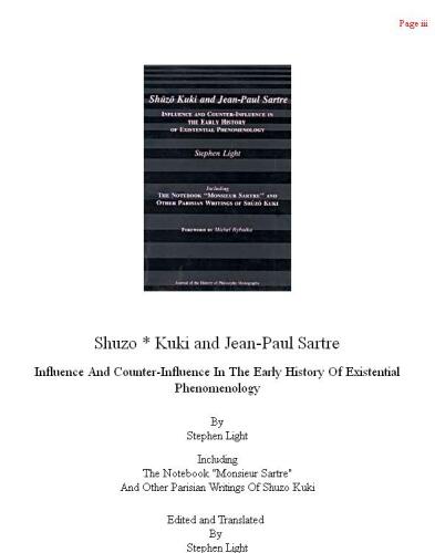 Shūzō Kuki and Jean-Paul Sartre: influence and counter-influence in the early history of existential phenomenology