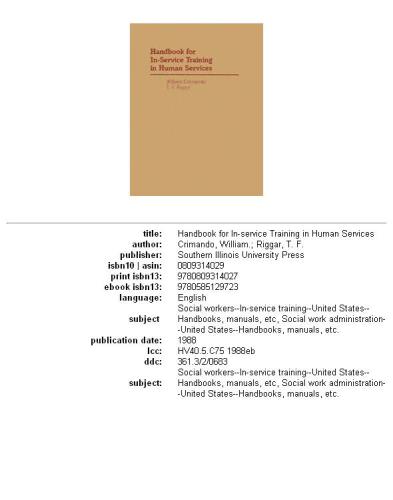 Handbook for in-service training in human services