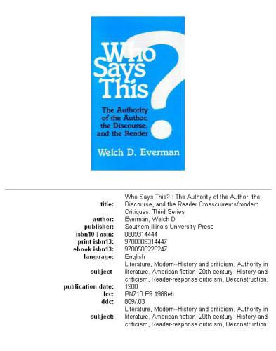 Who says this?: the authority of the author, the discourse, and the reader