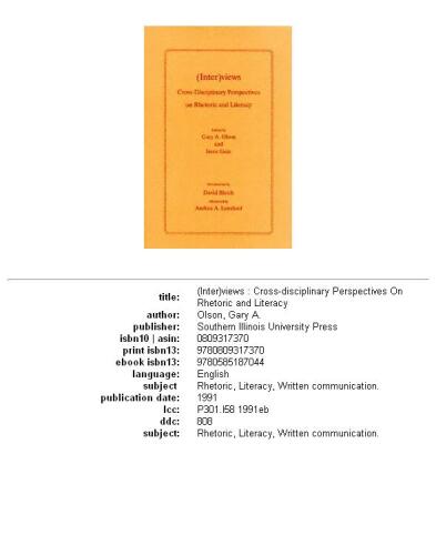 (Inter)views: cross-disciplinary perspectives on rhetoric and literacy