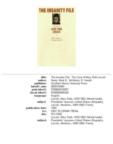 The Insanity File: The Case of Mary Todd Lincoln